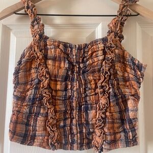 Anthropologie “Verb” by Pallavi Singhee Ruffled Plaid Top